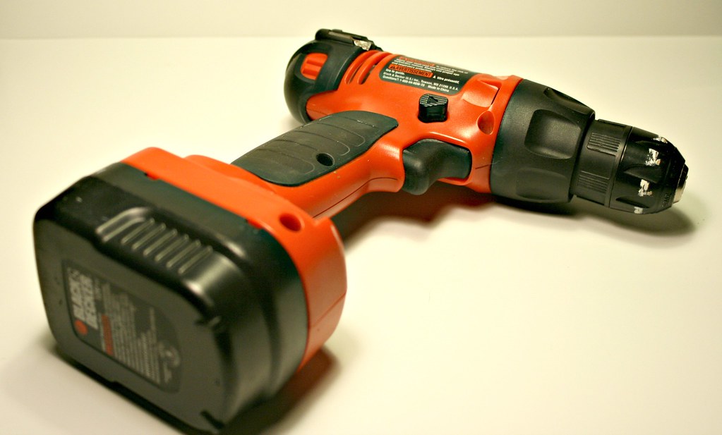 Cordless power drill on the workbench — the tools of the trade for household repairs in Rolleston